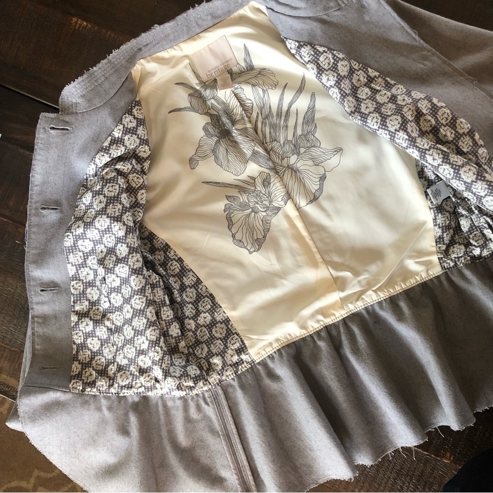 Banana Republic Peplum Military Blazer Gray Wool and Cotton Blend Women's Size 8 - Picture 13 of 16